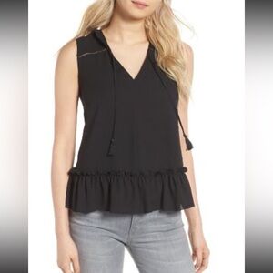 Cooper & Ella Black Yasmin Sleeveless Ruffled Blouse Size Small NWT